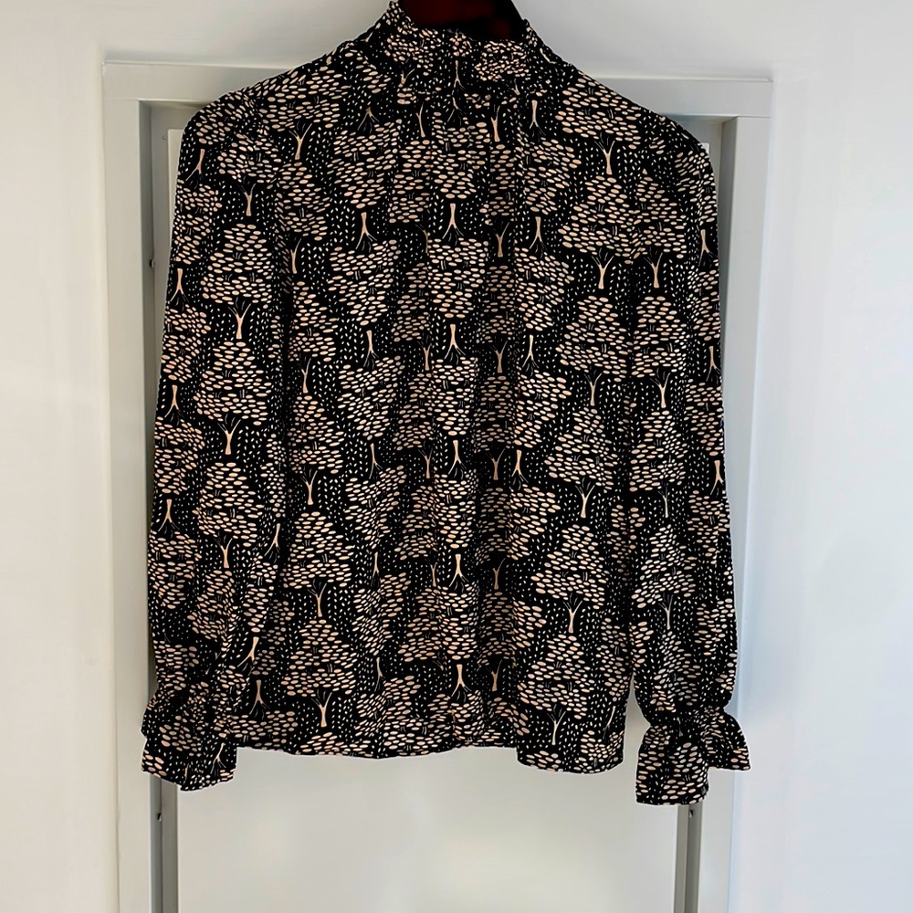 Tucker black and khaki silk blouse